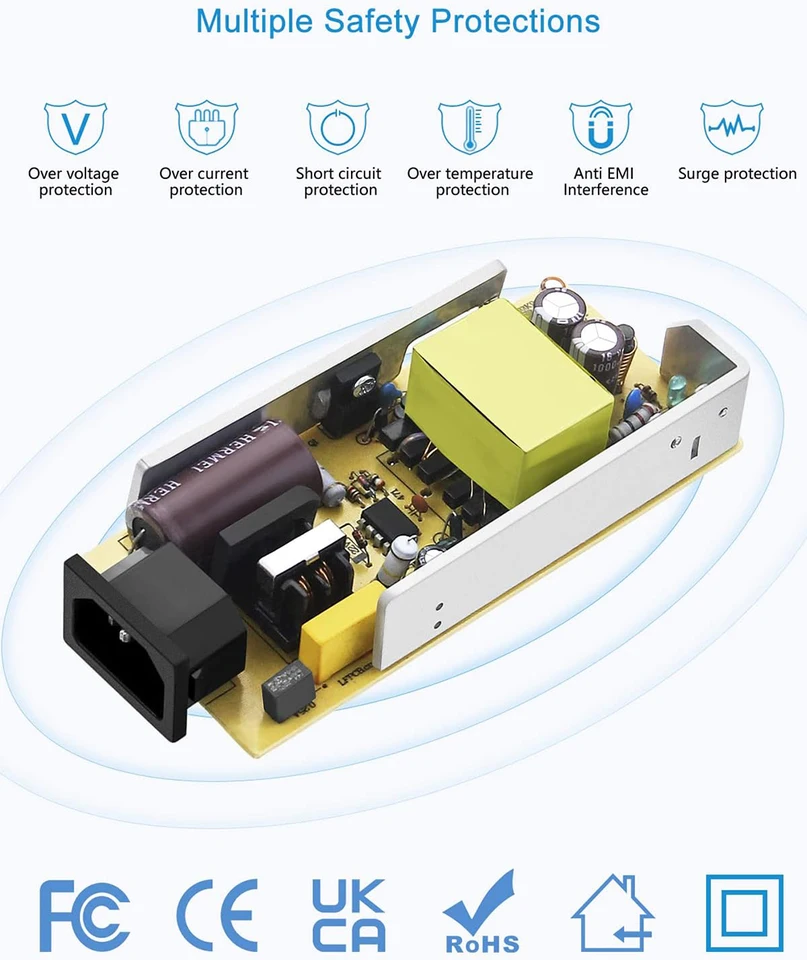 Adattatore Alimentazione 24V 6A 144W - Convertitore CA/CC Per Strisce LED, Stampanti 3D, Telecamere - Ingresso 100-240V, Uscita DC 24V, Spina UE