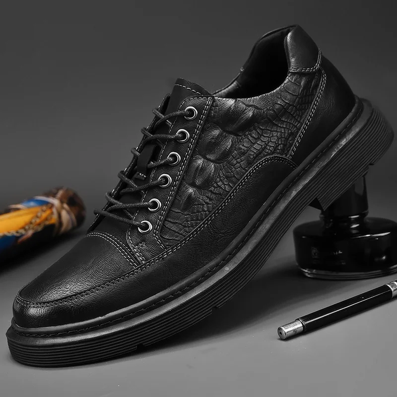 Scarpe casual in pelle da uomo Slip Comode in pelle Casual Trekking Walking Escursionismo leggero_voghion.com