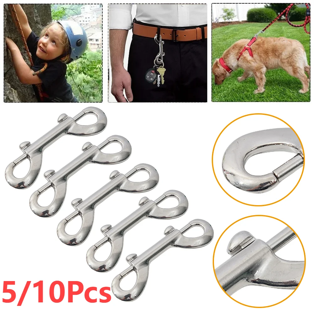 5/10Pcs Scuba Diving Double End Bolt Snap Hook Clips Trigger Snaps Metal Clips Quick Draw Link Carabiner for Dog Leash Buckets