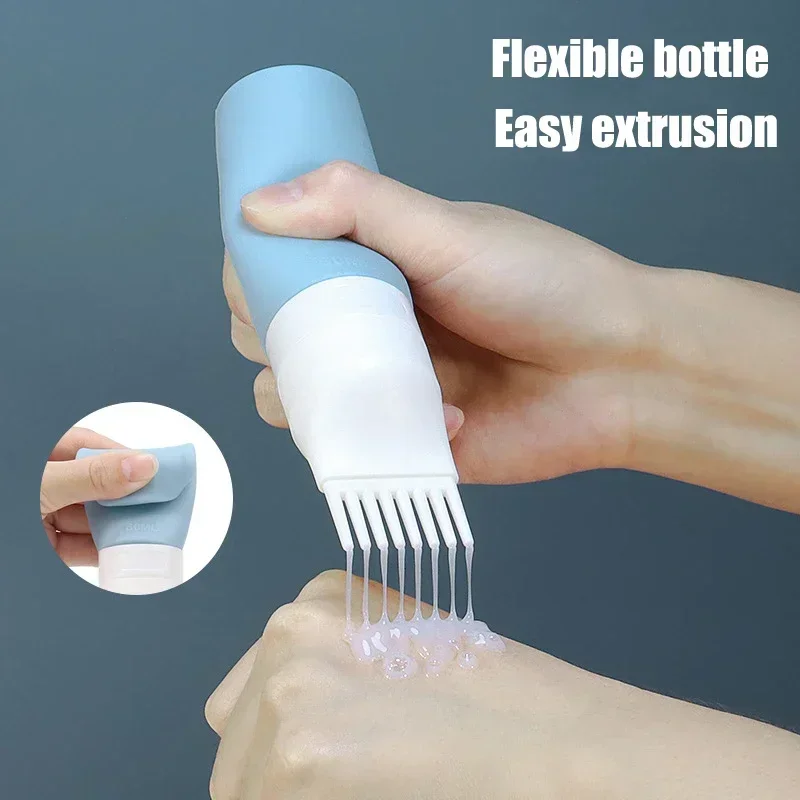 1PC 60/80ml Porous Silicone Dispensing Bottle Shampoo Body Wash Hair Dye Lotion Refillable Bottling Portable Travel Beauty Tool inflatable hair wash basin with drain tube portable shampoo washing tub tray universal sink bowl for elderly disabled pregnant