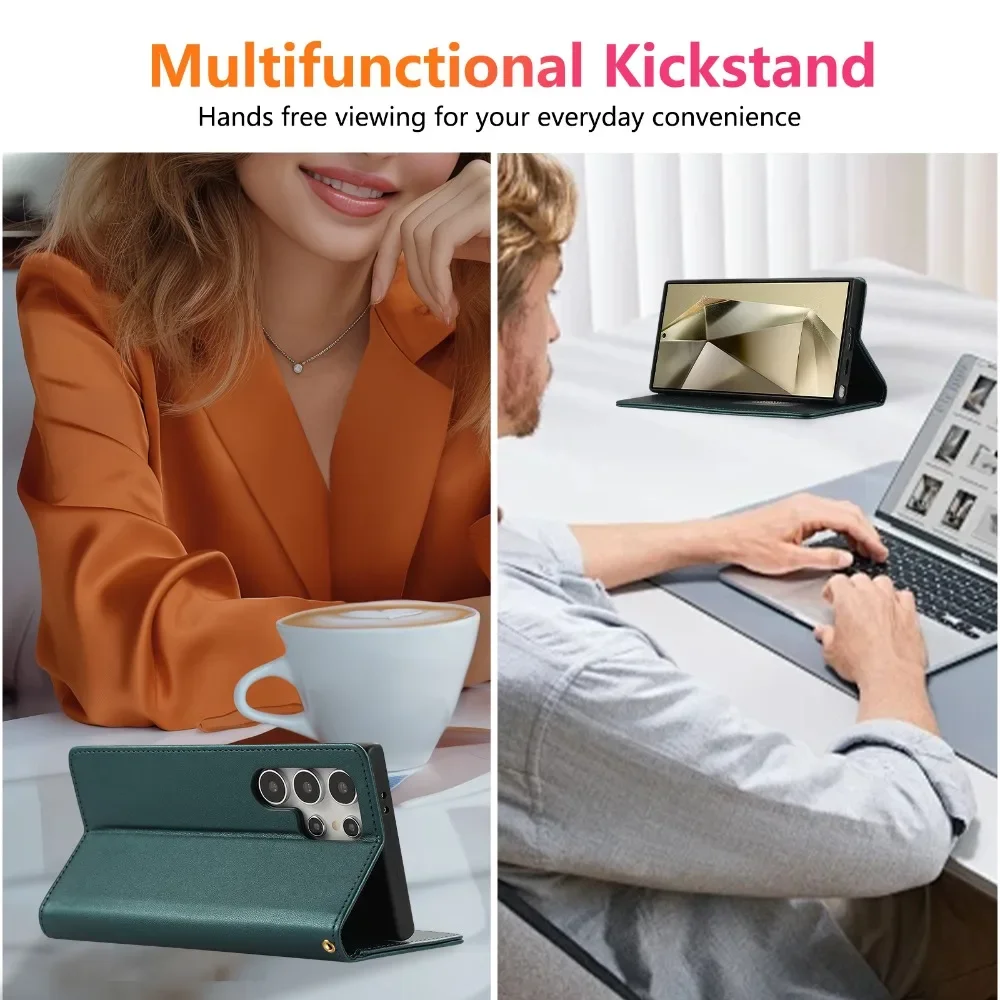 Θήκη πορτοφολιού με θήκη κάρτας για Samsung Galaxy S24 S23 FE S22 S21 Plus Note 20 Ultra με λουράκι καρπού και δερμάτινη προστατευτική θήκη_voghion.com