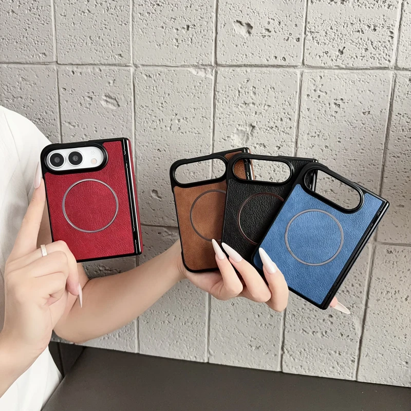 Luxury Magnetic PU Leather Hard Case with Anti-fingerprint Hinge Protection