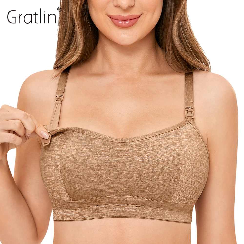 Gratlin Wire Free Full Cup Sports Bra Maternity Nursing Lingerie For Pregnant Women Racerback Yoga Breastfeeding Sportswear XL