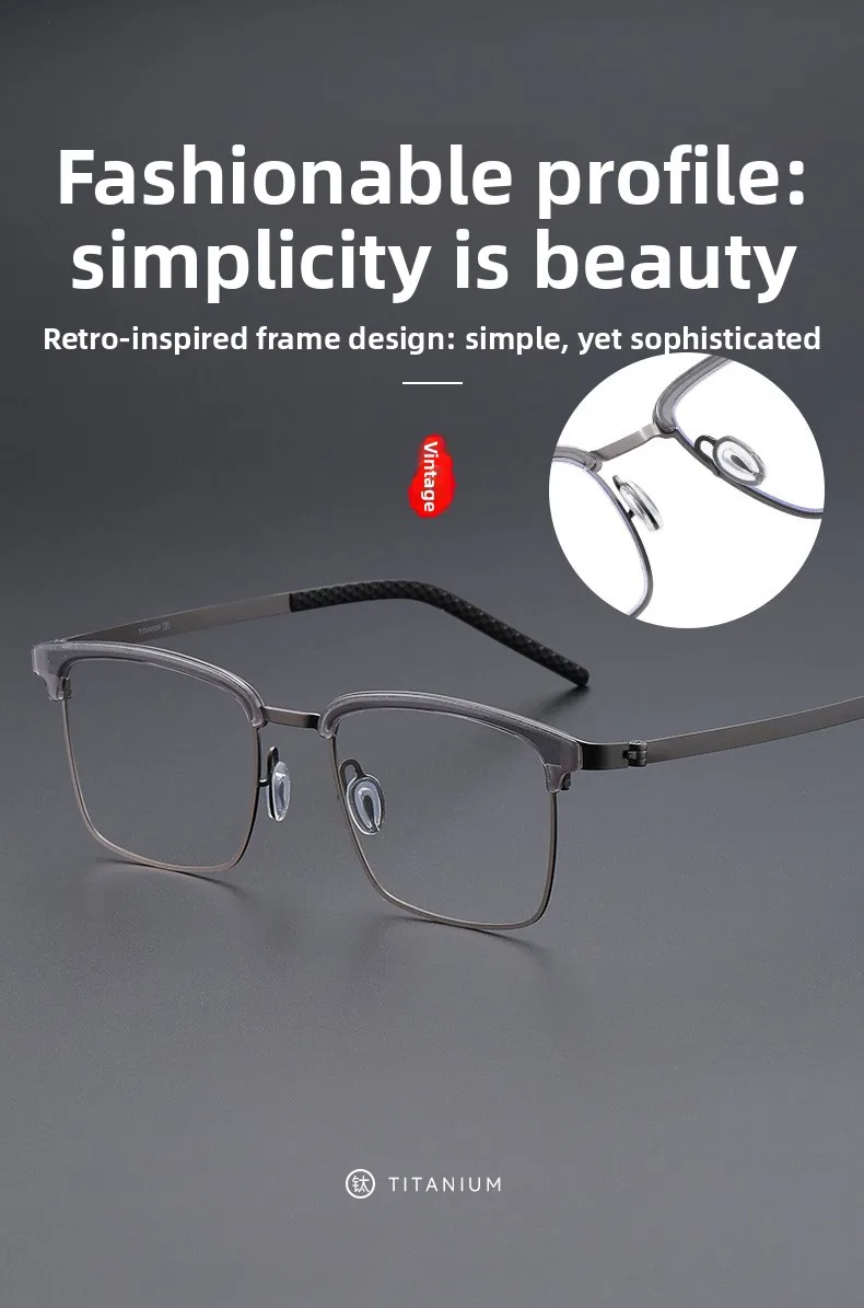 BLMUSA (L) Männer Quadratische Ultraleichte Titan Myopie Brillen Blau Licht Filter Photochrome Progressive Optische Brillen – Detail 9