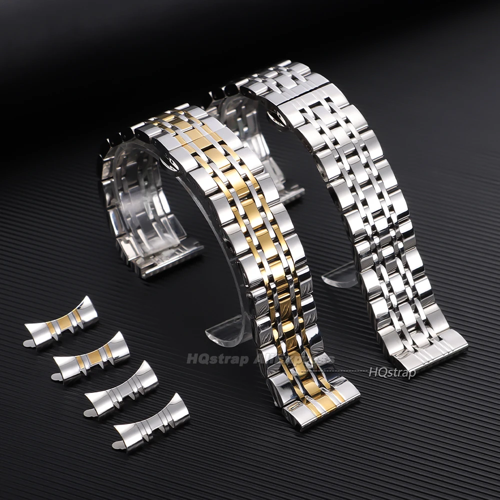 Premium Curved End Stainless Steel Smartwatch Bracelet with Butterfly Buckle