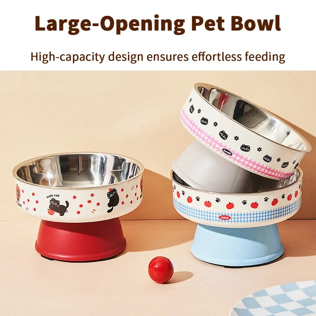 New Cat Bowls Pet Stainless Steel Bowls Cat High Foot Neck Protection Bowls Dog Large Capacity Feeding Device Dog Bowls Pet Bowl 4
