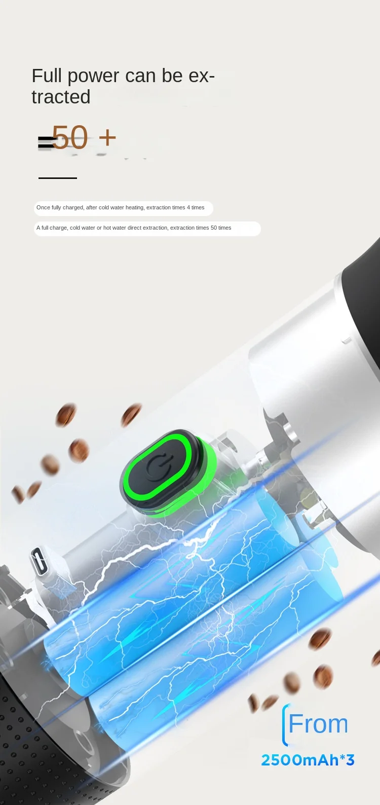 Description Picture 4 of itemPortable Wireless Electric Espresso Coffee Machine For Travel &Car &Home Camping Coffee Maker 3-in-1 Capsule Powder Coffee Maker