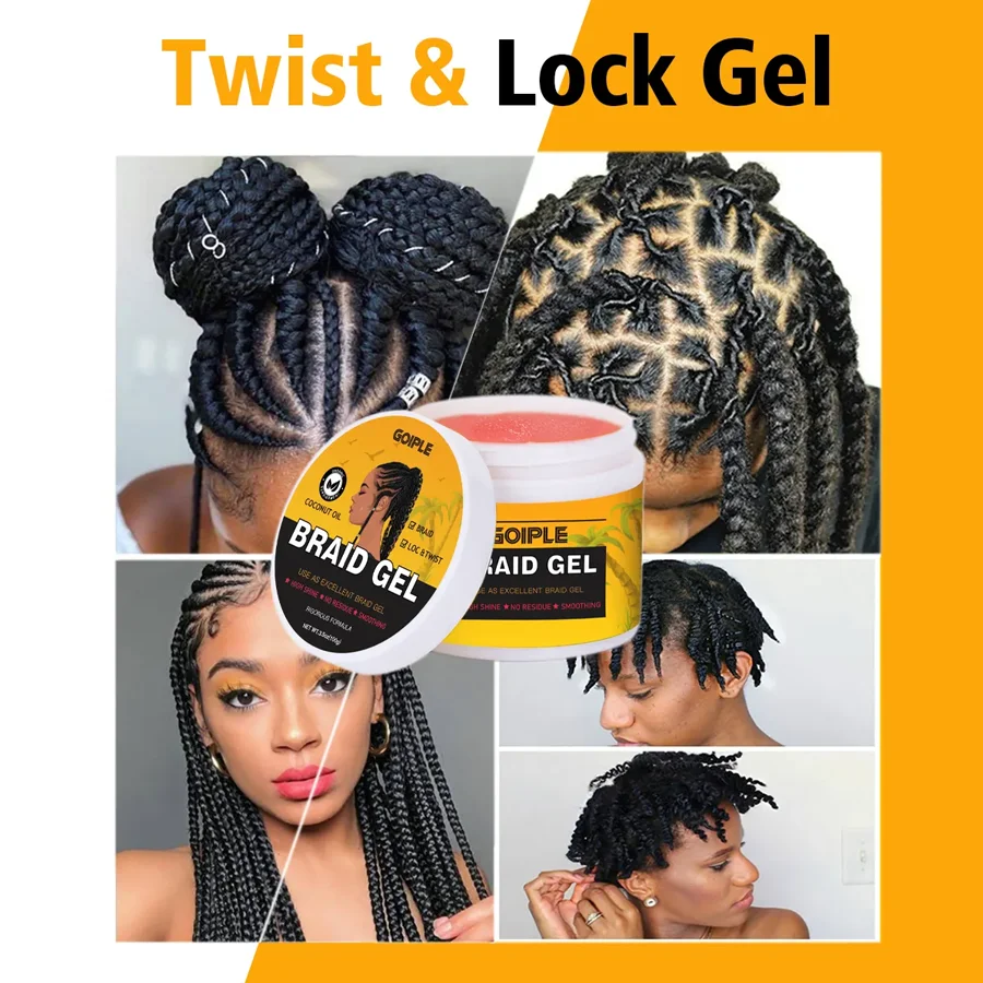 GOIPLE 100g Pineapple Scent Braid Gel Smooth Non-Flaking Hairstyle Fixative Cream Tames Frizz Stronghold Twists Hair Styling Gel