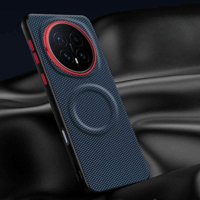 Luxury ELVEV Magnetic Weave PU Leather Anti-fall Case with Wireless Charging