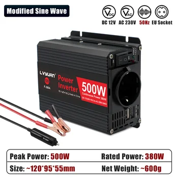 อินเวอร์เตอร์แปลงไฟ 300W-2000W จากไฟ DC 12V เป็นไฟ AC 220V-240V สำหรับรถยนต์ พร้อมเต้ารับแบบ EU ช่องเสียบ USB คู่ สำหรับชาร์จโทรศัพท์ ใช้ได้กับรถบ้านและกิจกรรมกลางแจ้ง ความถี่ 50Hz 11