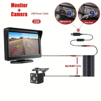 Moniteur de voiture avec caméra de recul pour stationnement de véhicule, caméra de recul avec écran LCD, USB, installation facile, 4.3 pouces 1