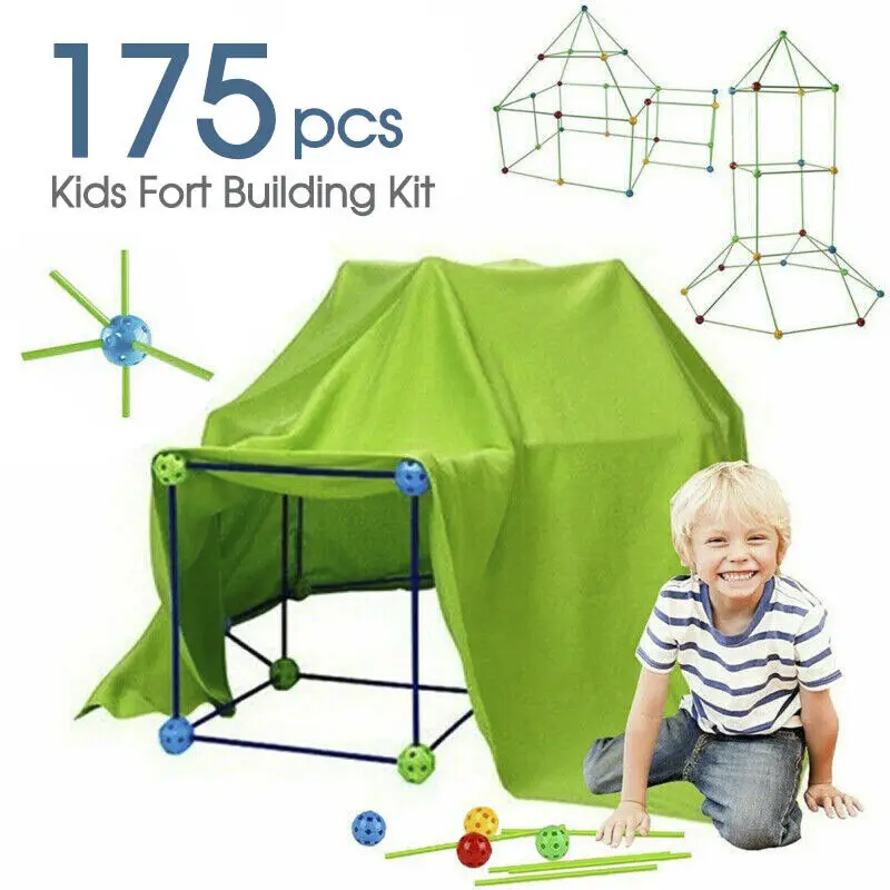 175pcs Kids Construction Fort Building Kit Castles 3D Play House Tent Toy building blocks