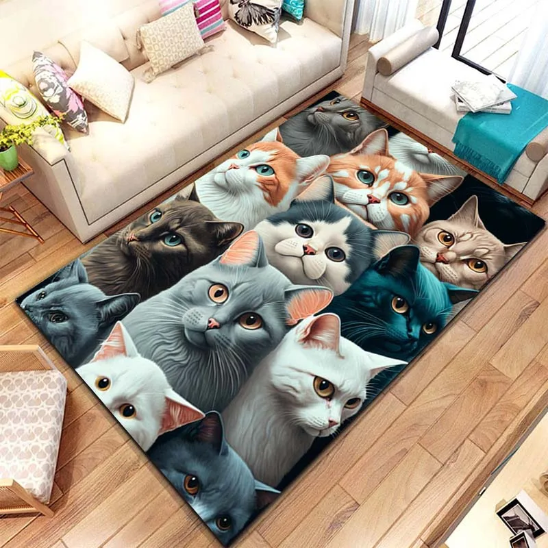 

3D Cartoon Cute Cat Area Rug Pet Carpet for Bedroom Living Room Kid's Room Play Crawl Home Decor, Soft Non-slip Floor Mat Gift