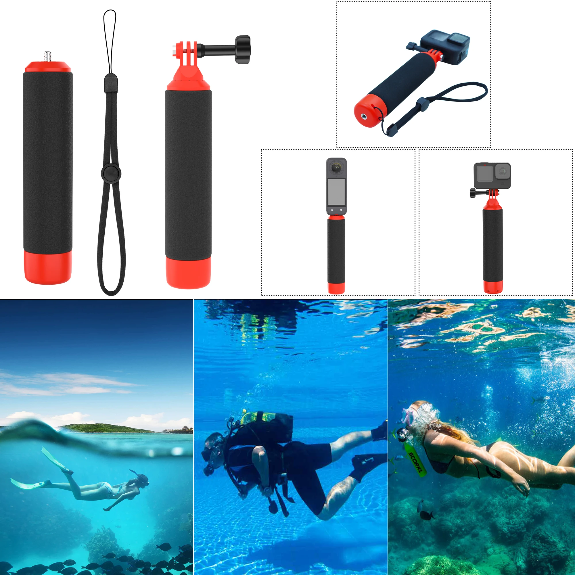 Floating Hand Grip Floating Hand Grip for Insta360 X4 X3 X2 Handle Grip Buoyancy Bar for Gopro Hero 12/11/10/9 DJI Sports Action Camera