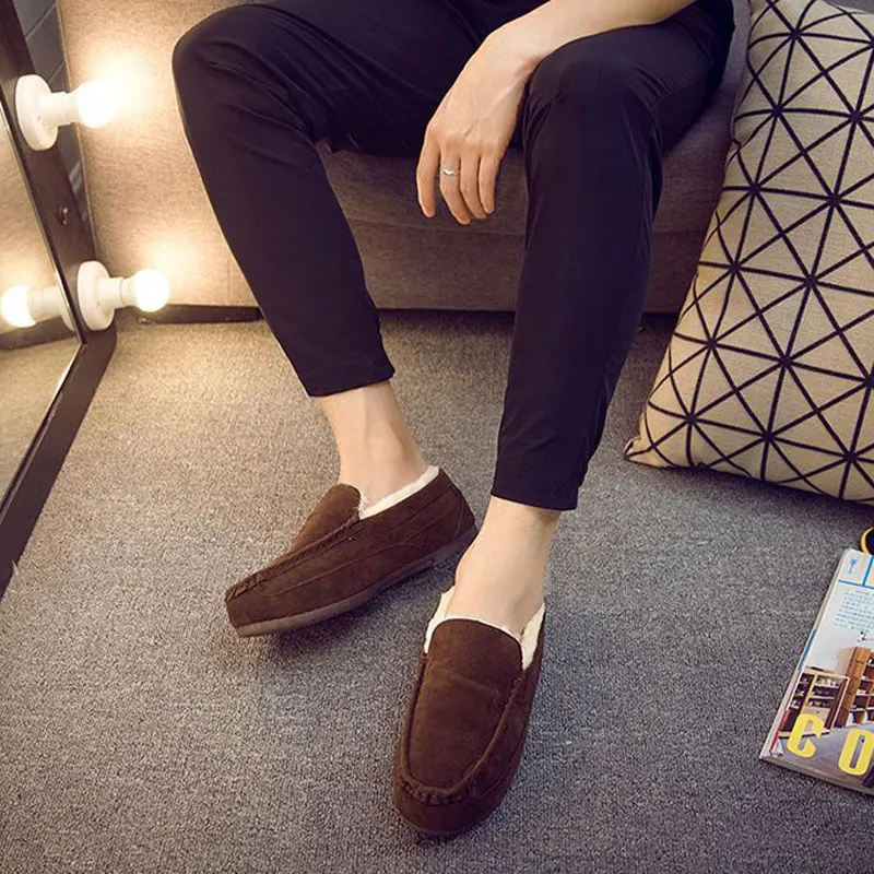 최신 겨울 트렌드 남성 신발, 플러스 벨벳, 두껍고 따뜻한 야생 캐주얼 완두콩 신발, 심플하고 편안한 통기성 미끄럼 방지 코튼 신발