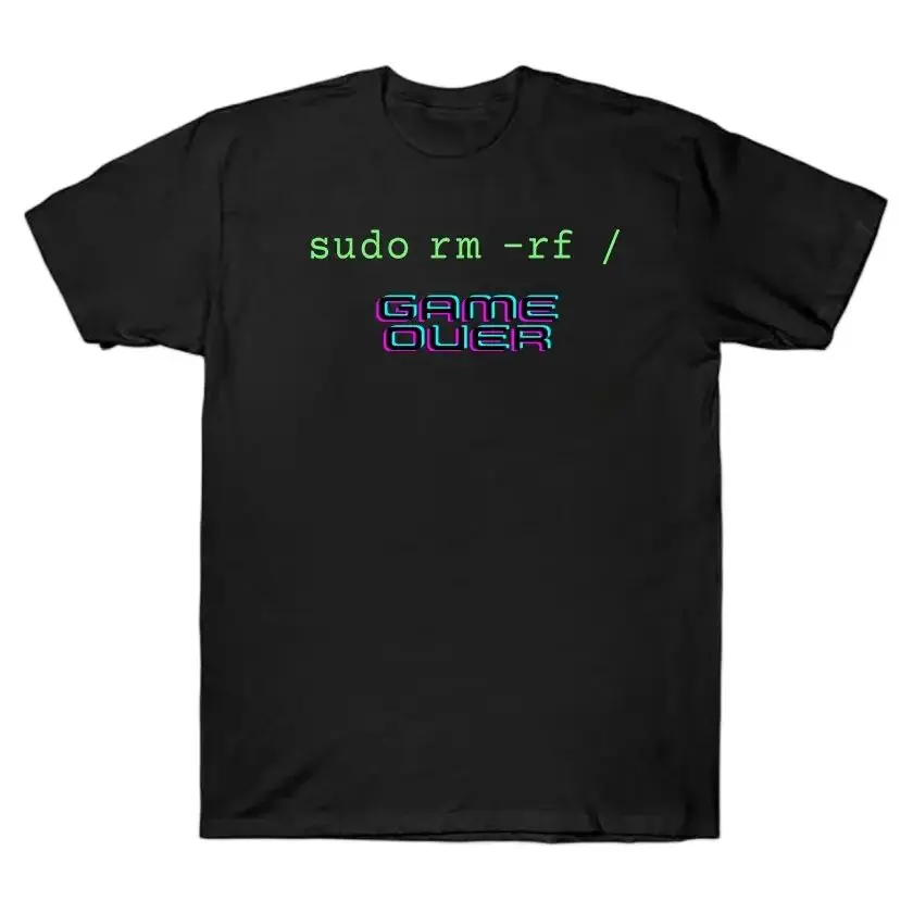 Sudo rm -rf spiel über linux befehl geek nerd terminal ubuntu computer 100% baumwolle kleidung gedruckt plus größe t-shirt für mann – Detail 2