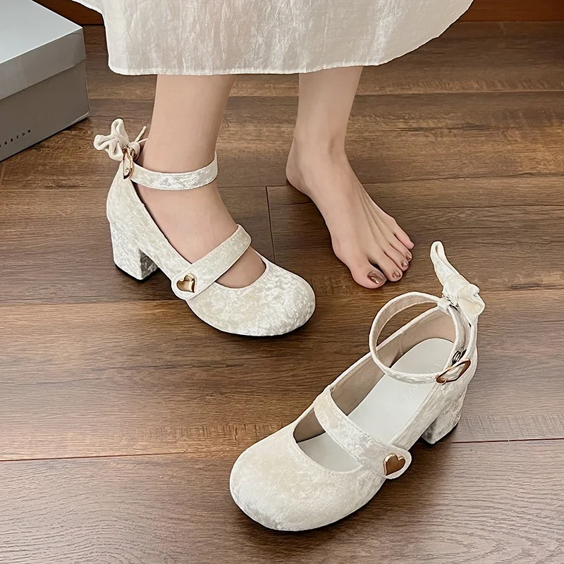 

Туфли женские весенние, новинка 2024, женские туфли-лодочки, Модные Туфли Мэри Джейн, белые свадебные туфли для невесты, японская Милая женская обувь