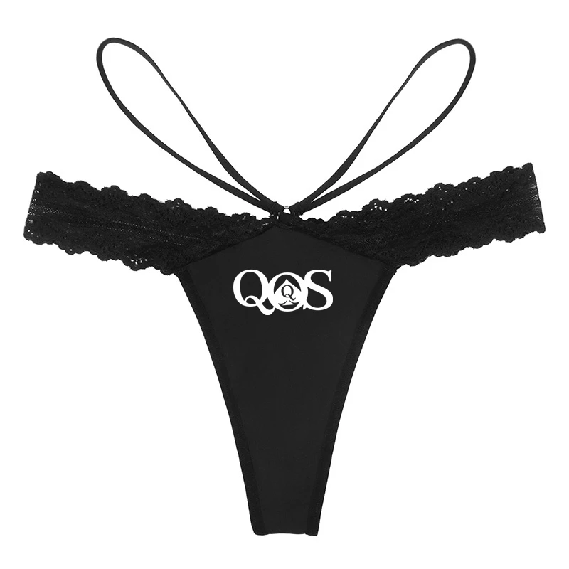 New Fashion Underwear QOS Women Sexy Lace Lingerie Temptation Queen of Spades Print G String Naughty Underwear for Women