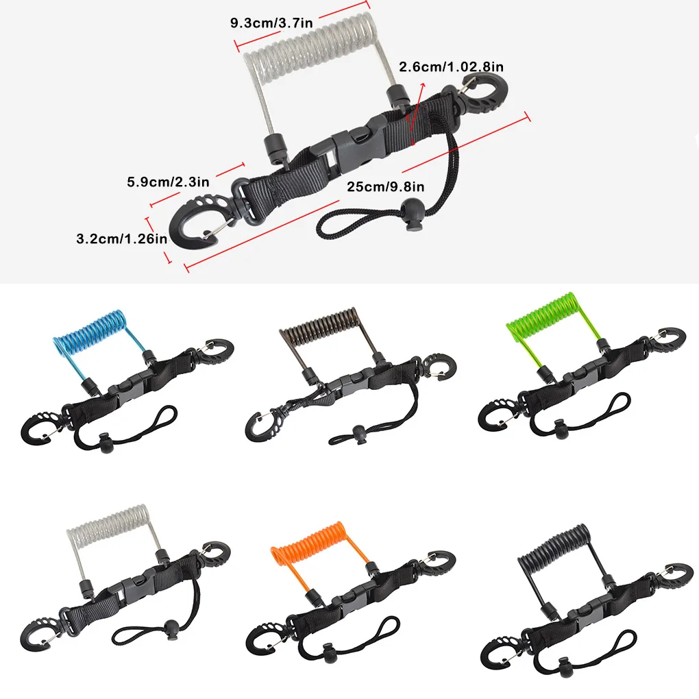 1/2/3 Diving Anti-lost Spiral Lanyard Cable Spring Safety Emergency Tool with Quick-release Buckle Grip Holder Leash 6