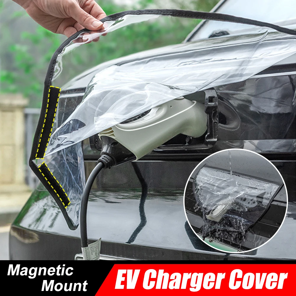 

1PCS EV Charger Plug Port Cover Waterproof Electric Vehicle Charger Port Protector Magnetic UV Protection Transparent Cover