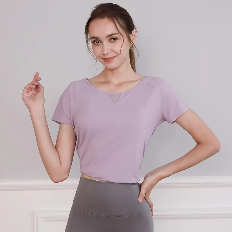 Summer Sexy Mesh Breathable Sport Tops New Short Sleeves Light Weight Running Gym T-shirt Women Slim Workout Yoga Shirts 
