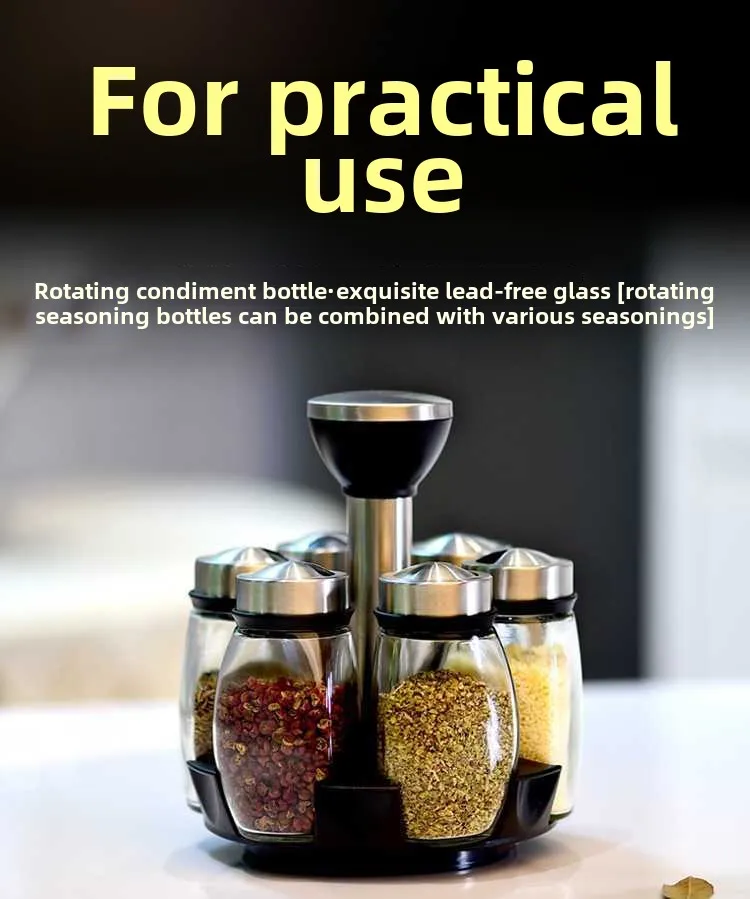 seasoning bottle set, kitchen seasoning can, creative rotating bottle, condiment box can home use seasoning jar,seasoning bottle