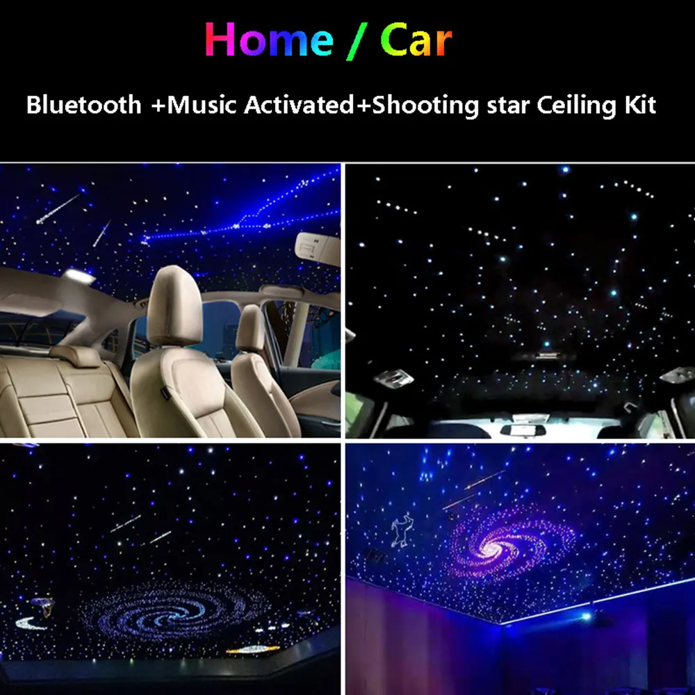 RGBW Car Roof Star Lights Twinkle LED Fiber Optic Star Ceiling Lights Kit APP Starry Sky Optical fiber Lighting Home Decor