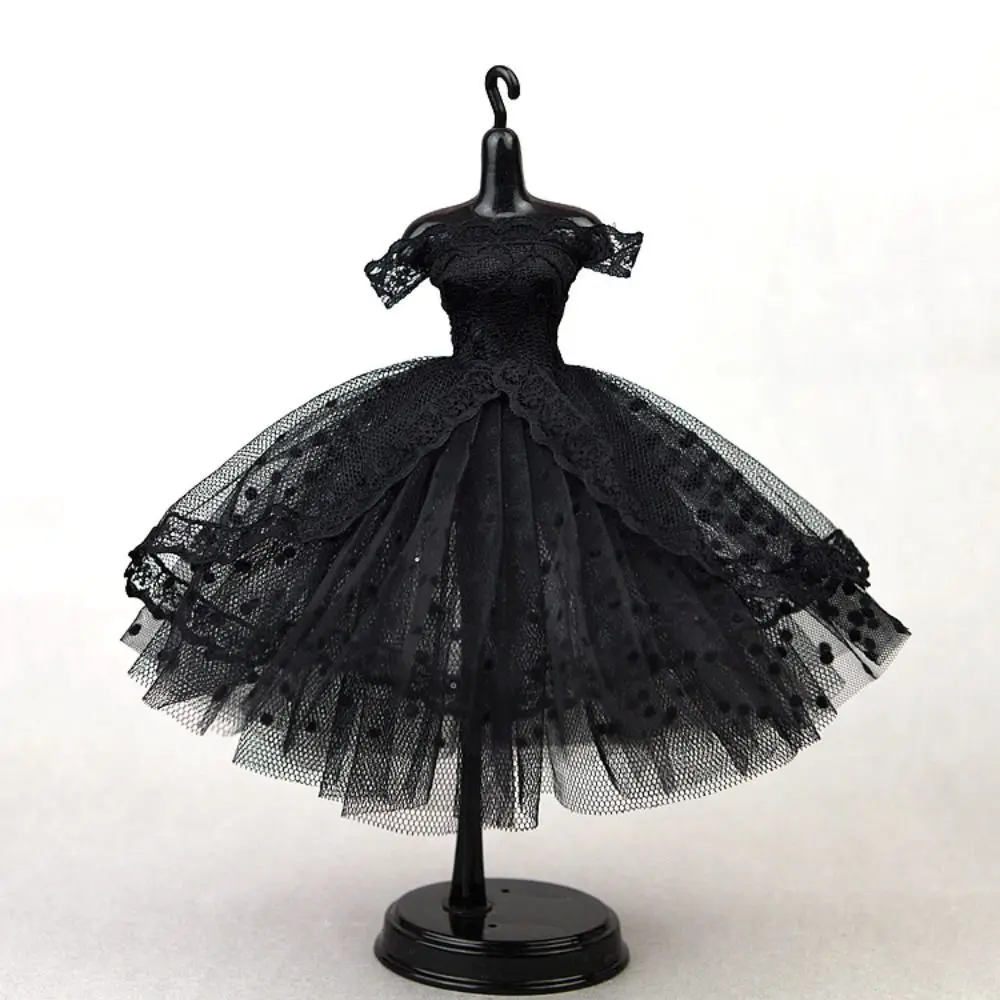 Fashion Dress Up Dress Evening Party Tutu Dotted Lace Clothes Prom Dress Mini Black Princess Dress Accessories