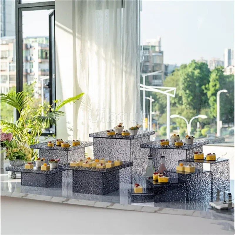 Black Acrylic Dessert et table Food tray rack tray et tea break stand cake stand display Plates decoration kitchen tools