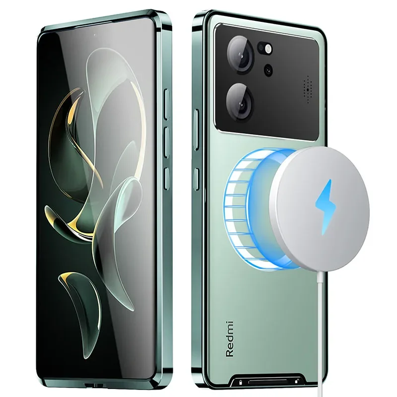 

For Redmi K60 Ultra Phone Case Aromatherapy Magnetic Charging Metal Shock And Wear Protection Back Cover