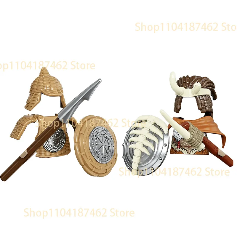 Medieval Knight Army Set with Green Dragon and Wolf Warrior Building Blocks