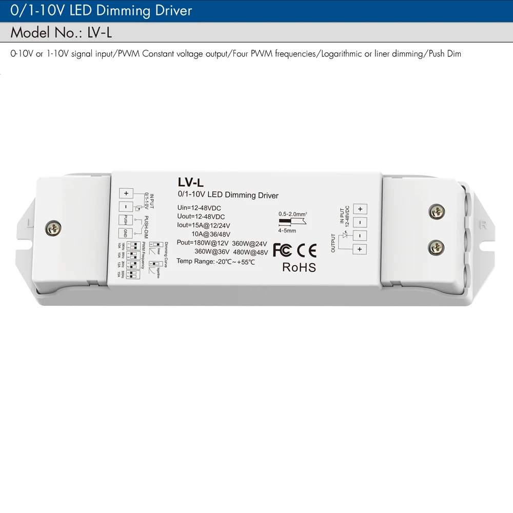 

0/1-10V LED Dimming Driver PWM Constant Voltage 1CH DC48V 36V 24V 12V 0 -10V Dimmer Controller 1 Channel 1-10V Signal Input LV-L