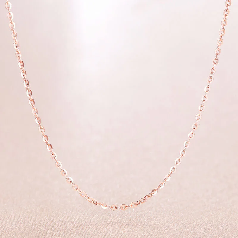 

Чистое ожерелье из 18-каратного розового золота, цепочка 1 мм Вт, золотая цепочка Rolo, цепочка 16 дюймов/17 дюймов/18 дюймов Au750