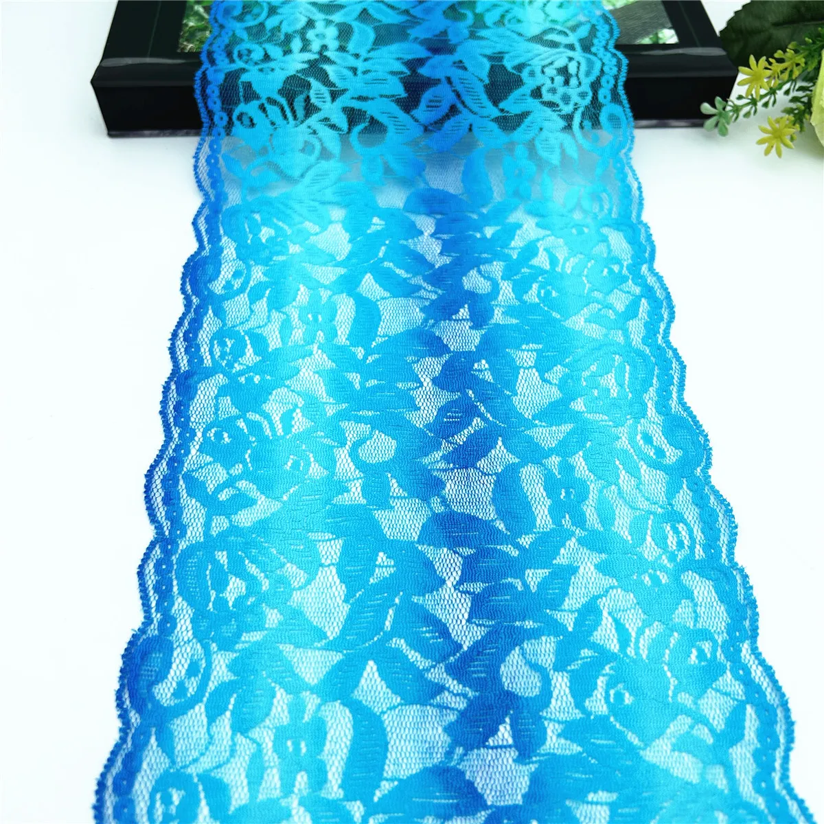 3y/lot Width 16cm Light Blue Elastic Stretch Lace Trim 5