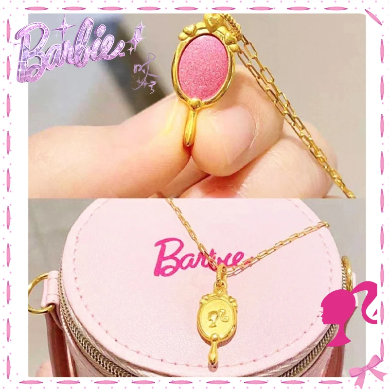 

Barbie Mirror Shape Necklace Kawaii Metal Delicate Jewelry Stylish Decoration Trendy Movie Ornaments Lovely Girls Gift Christmas