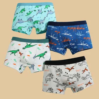 4 pz/lotto Ragazzi Boxer Slip Per Bambini Biancheria Intima di Cotone Baby Boy Mutande Adolescente Cartoon Stampa Morbida Per Bambini Mutandine 2-15Y 2024 Nuovo 1
