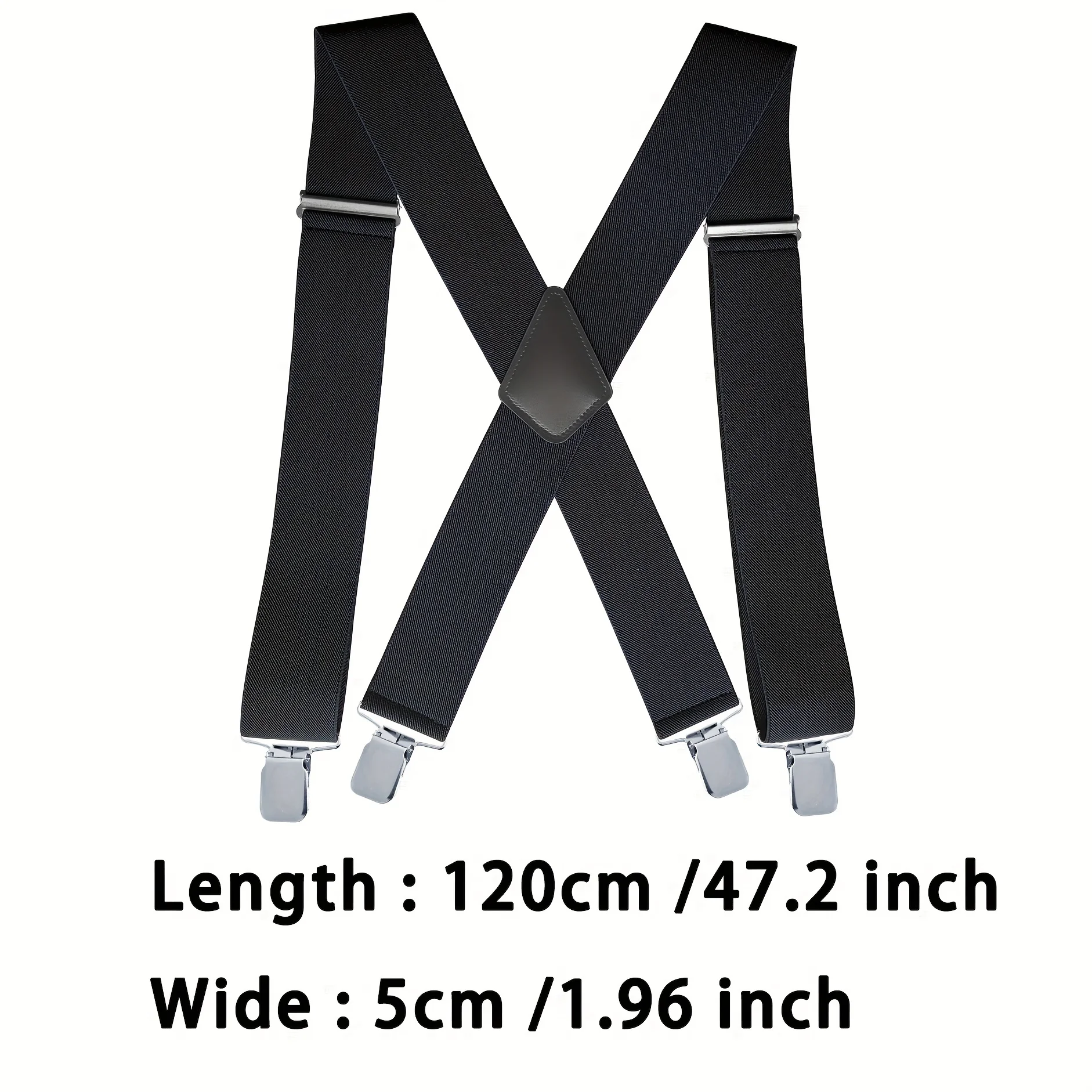 Heavy Duty Big Size Suspenders for Men Work Outdoor 2 Inch Wide X Back 4 Strong Clips Adjustable Elastic Trouser Braces Straps