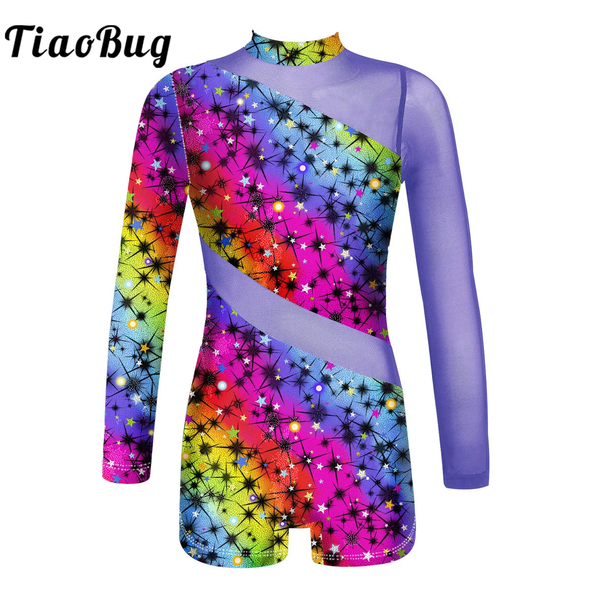 Kids Girls Gymnastics Leotard Long Sleeves Shorty Unitard Ballet Leotards Bodysuit Jumpsuit