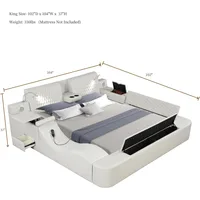 King Size Smart Bed,Multifunctional Leather Bed Frame Massage Recliner/Adjustable Headboard/Music Speaker/USB Port/Storage Space 2
