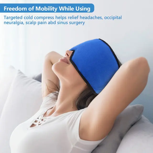 Head Ice Pack Wrap A Fejfájáshoz Migrén Hideg Forró Kompressziós Kezelés Fájdalomcsillapító Stressz -Enyhítés Blokkvilágítás Alvása Állítható Sapka - Image 5