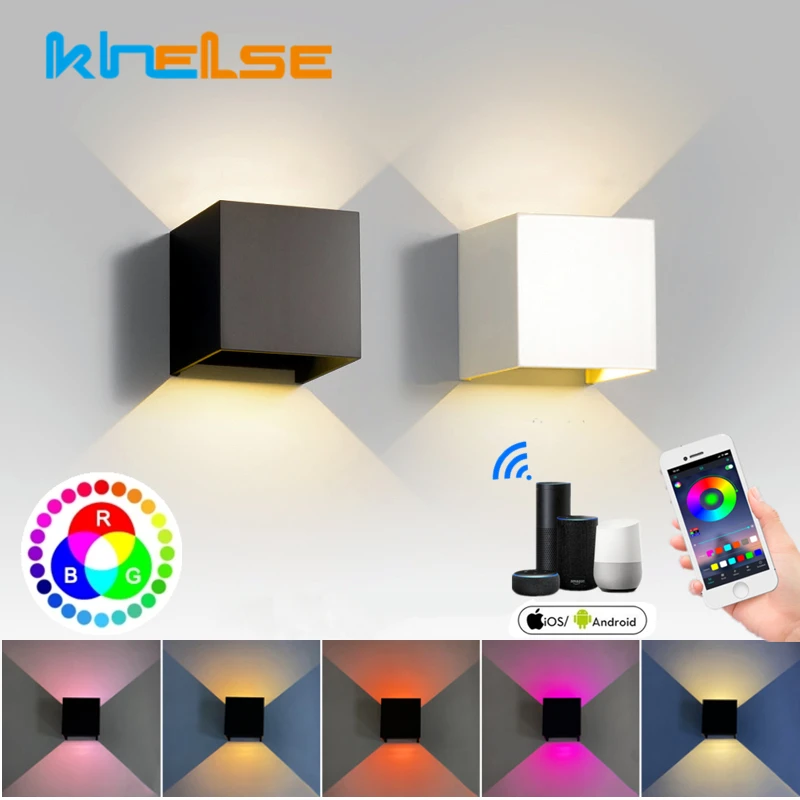 Outdoor RGB LED Wall Lamp 9W Cube Adjustable Waterproof IP65 Garden Sconce Balcony Bedroom Stair Wall Lighting Fixture AC85-265V