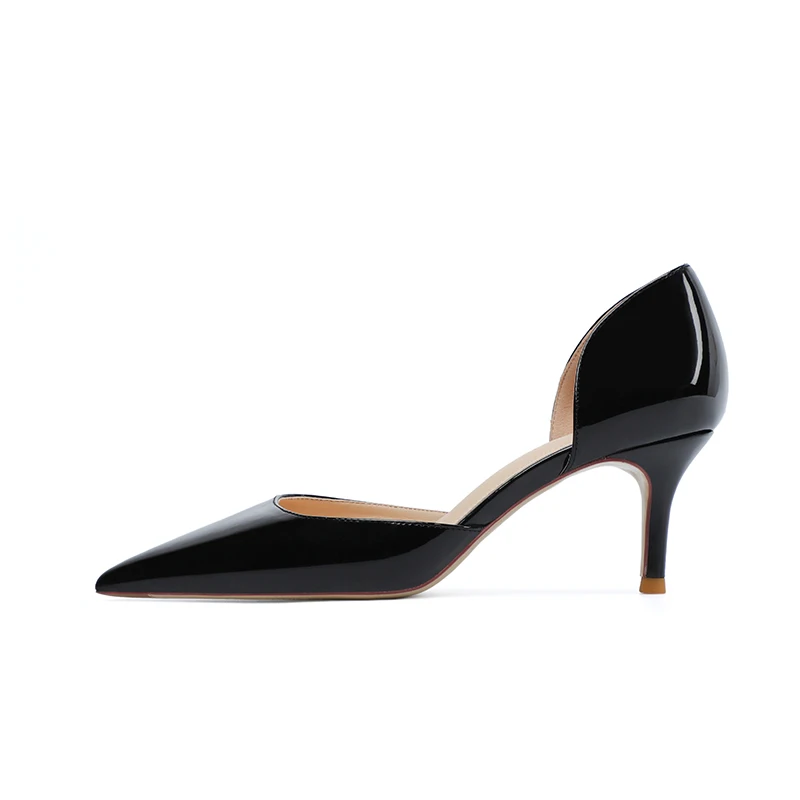 Pointed Toe Patent Leather High Heels Women New Confortable Office Work Dress Pumps Medium Slip-on Hollow Daily Wear Single Shoe