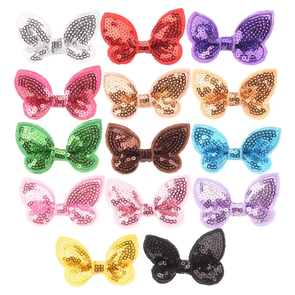 

500PCS Bling Embroidery Bowknot Boutique Hair Bows for Girls Hair Accessories for DIY Hair Band Baby Headband Supplies