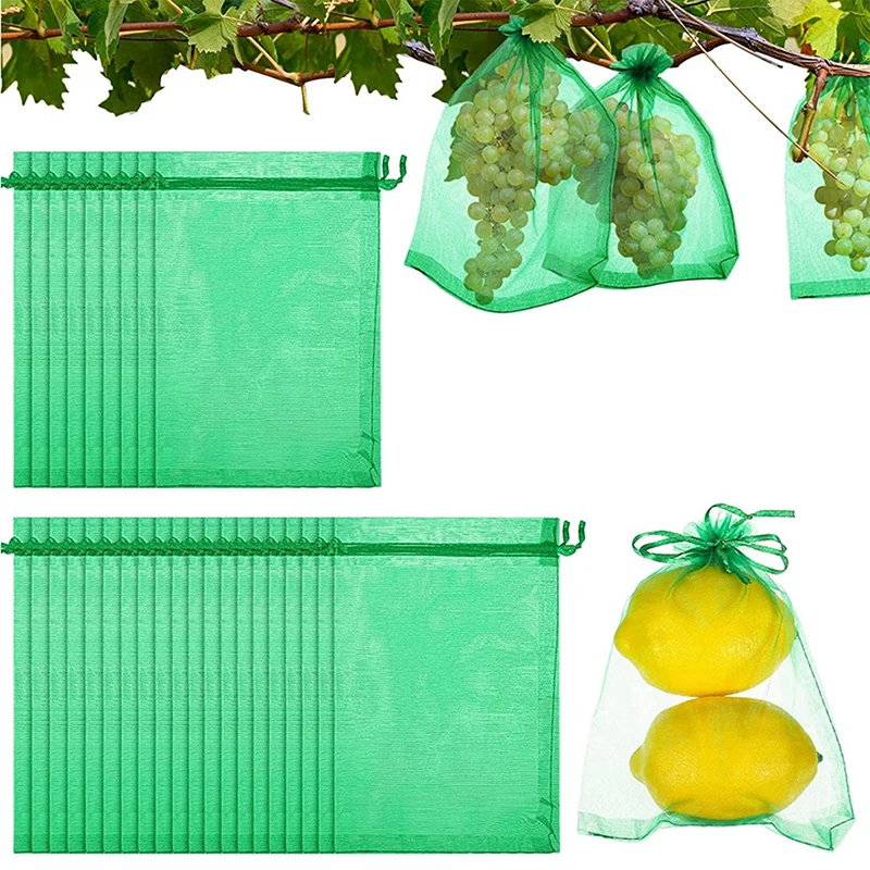 

20Pcs Mesh Fruit Bag Breathable Netting Mesh Vegetable Plant Protection Bags Jewelry Gift Candy Storage Bag