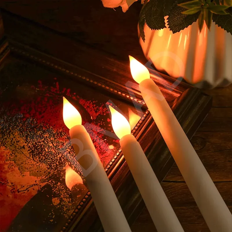 6PCS LED Flameless Electronic Candles Battery Powered Taper Long Candle Light for Halloween Party Home Decoration Flashing Lamp