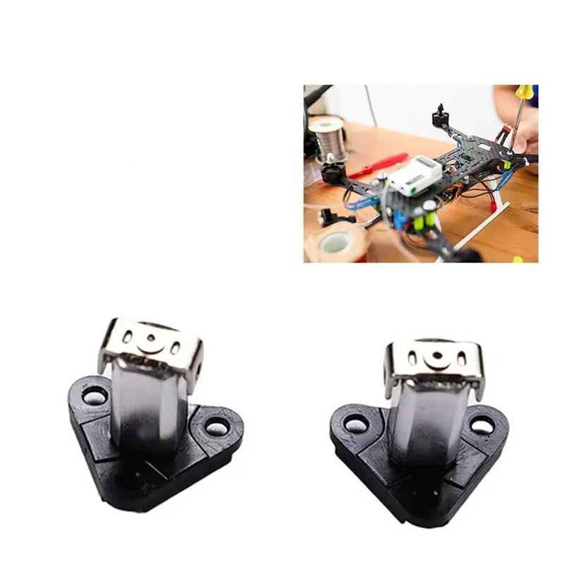 Pièce drone noire : charnière avant métal pour DJI Mini 3/4/5 Pro, vue de côté.