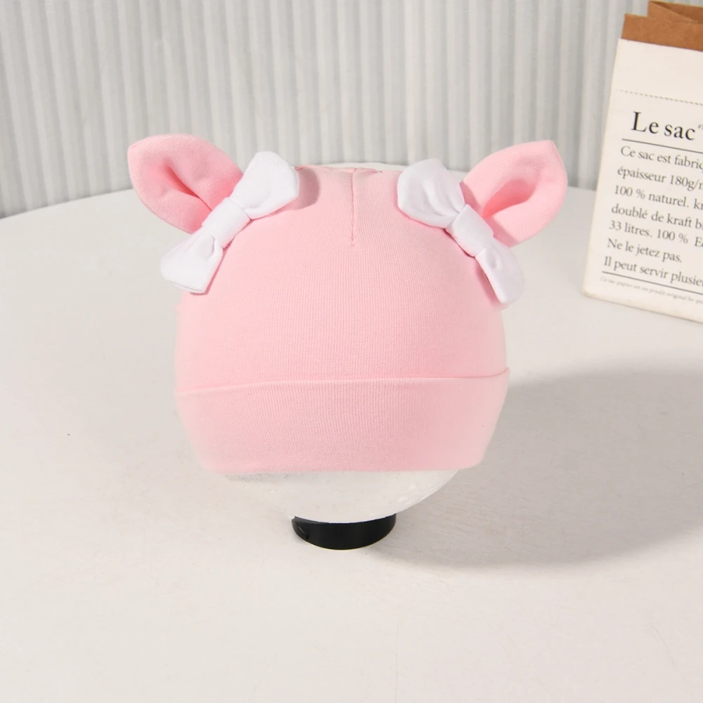 Autumn Winter Toddler Girls Rabbit Ear Bow Knot Cotton Beanie Hat For Kids Baby Hat