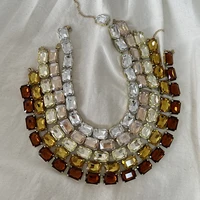 Collier en cristal coloré taillé de luxe pour femme, ensemble de verre rectangulaire, collier de mode simple, Rotterdam 3