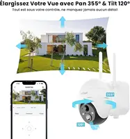 ieGeek Caméra de surveillance WiFi extérieure sans fil 5MP, caméra solaire, caméra 360 degrés, détection PIR humaine, vision nocturne couleur 6