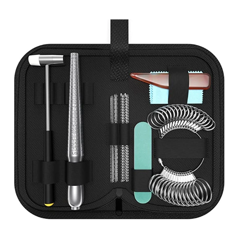 The Ring Size Measurement Tool Set Includes Ring Size Meter Ring Jewelry Hammer Ring Size Adjuster Polishing Drop shipping
